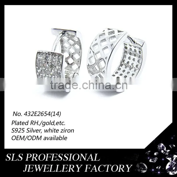 2015 Fashion Design Sterling Silver Stamped 925 Hiphop Cubic Zirconia Earrings for Women photo-2