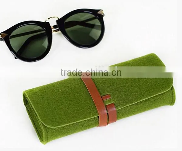 Easy to Carry Grey Green Felt Sunglasses Case photo-4