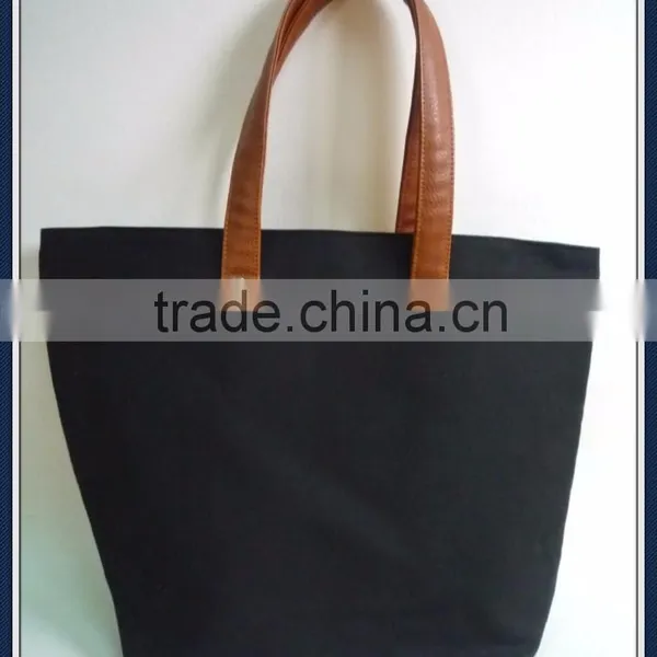 Canvas Tote Bag With pu Leather Handles