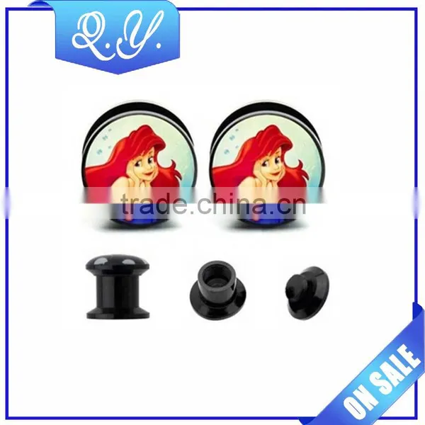 Custom Printing Tunnel Jewelry Plastic Screw Plug Ear Gauges Plug photo-3