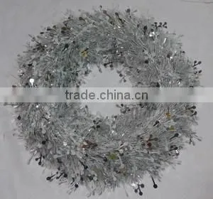 46cm Blue Color PET Decorative Christmas Tinsel Wreath photo-3