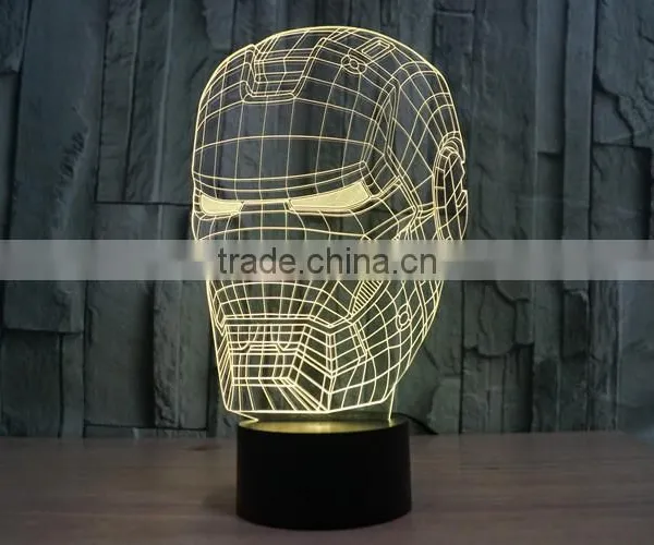 IRON MAN Shape Skull 3d Illusion Lamps Acrylic Indoor USB + Battery Operated Decorative Led Night Light photo-2