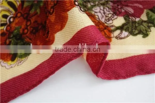 Flower Printed Wool Long Scarf photo-5