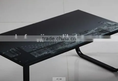 2015 Hot Sale Tempered Glass Black Leg Coffee Table photo-2