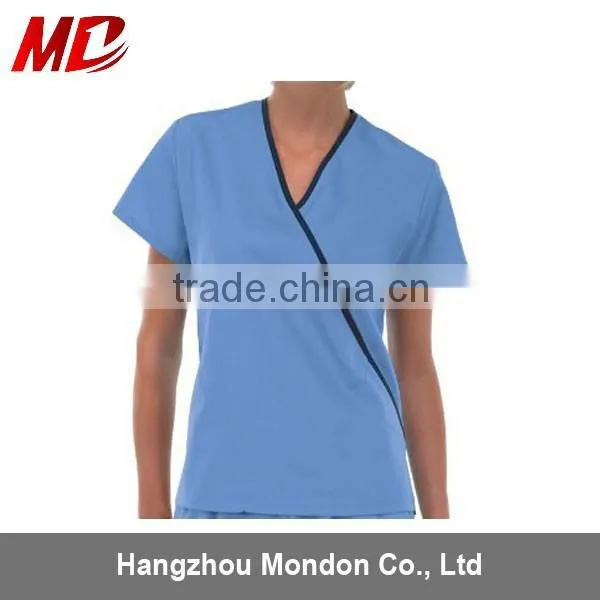 Women Solid Medical Scrub Top photo-2