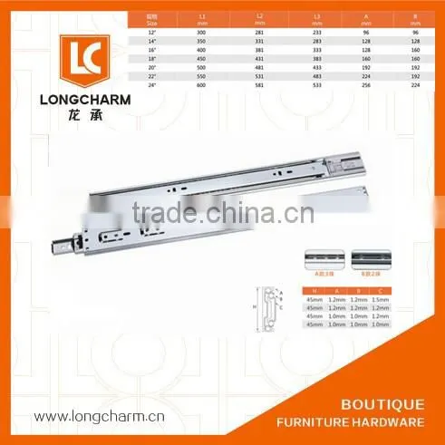 45mm Alkaline Plating 10"-20" Telescopic Channel Ball Bearing Slides From China Furniture Hardware photo-5