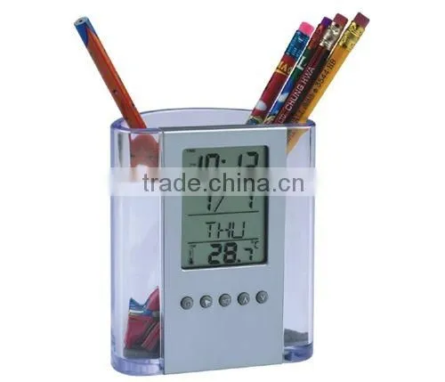 Transparent Penholder With Calendar Clock for Promotion Gifts