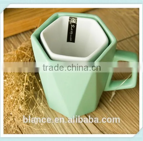 Ceramic Rhombus Mug Angular Polyhedron Design Cup photo-3