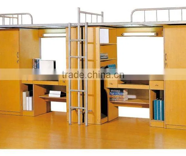 High Quality Stainless Steel School Bunk Bed/ Dormitory Furniture With Desk