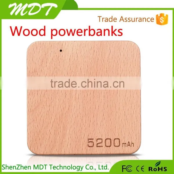 Tablet Phone E-charge Battery Backup Dual USB Ports 5200mAh Portable Mobile Wood Power Bank 5200mah , Gift Order Available photo-4