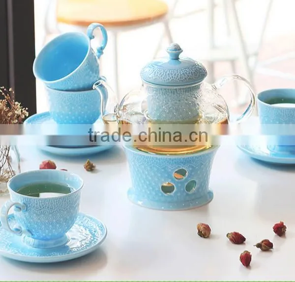 Good Quality Creative Customized Pure Color Bone China Ceramics Tea Set photo-3