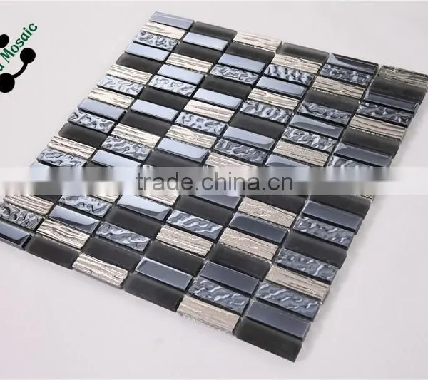 SMP15 Latest Design Decoration Wall Tile Glass Mix Mosaic Matte Crystal Glass Mosaic photo-3