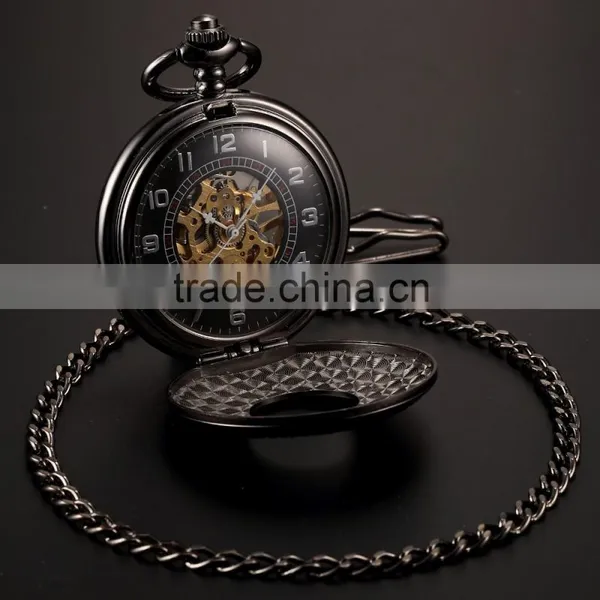 Antique Transparent Skeleton Necklace Mechanical Pocket Watch photo-3