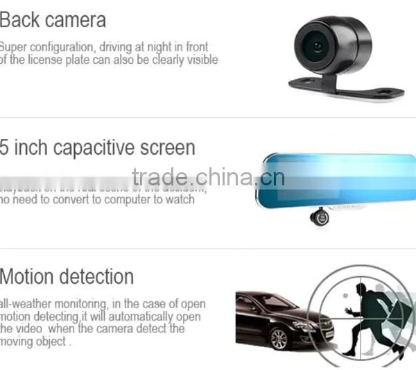 5.0" Android Car GPS Navigation WiFi Dvr 1080P Dual Camera Car Rear View Mirror Dvr Car Black Box XY-X5 photo-6
