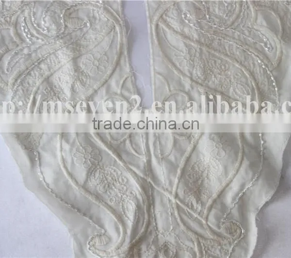 Beaded Cotton Fabric Embroidery Neckline Design for Garment photo-2