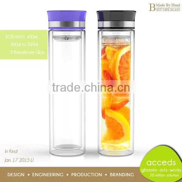 Clear Glass Portable Thermos Bottles With Tea Filter photo-3