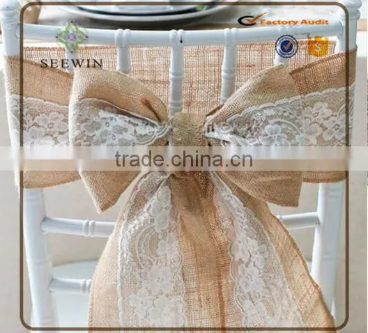 Burlap Lace Table Sash for Chair Cover ,wedding photo-2