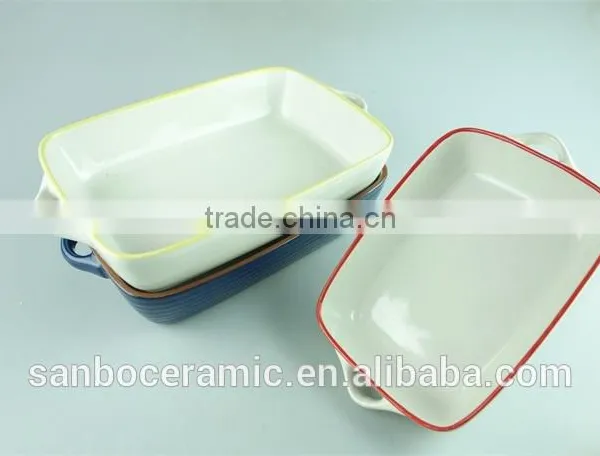 Colorful Cute Ceramic Bakingdish Rectangular Baking Dishes Stoneware Bakeware With Handles photo-3