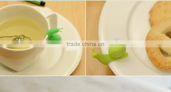 Funny FDA Food Grade Snail Shape Clip Silicone Tea Cup Tea Bag Holder/Glass Cup Markers in Stock photo-4