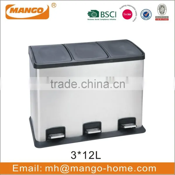 40L Stainless Steel 2-Compartment Pedal Trash Bin photo-4