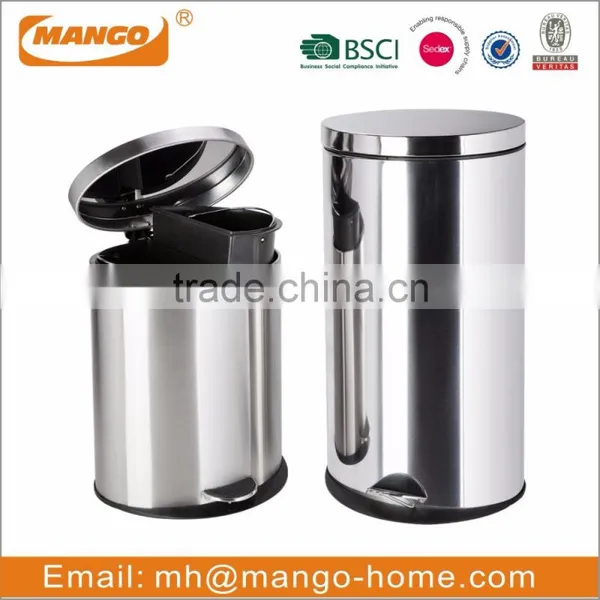 40L Two Compartments Stainless Steel Recycling Waste Bin photo-3