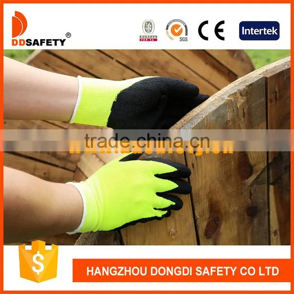 DDSAFETY 7 Gauge Fluorescence Yellow Acrylic Fiber Gloves Safety Gloves photo-3