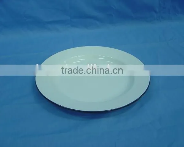 Enamelware 14-26cm White Porcelain Enamel Soup Plate Plain photo-2
