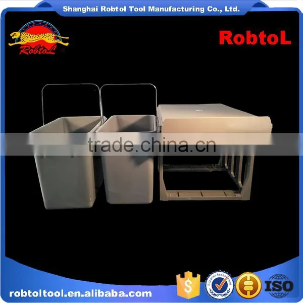 2*14.5L Pull Out Kitchen Cabinet Waste Bin Garbage Can Trash Rubbish Dustbin photo-6
