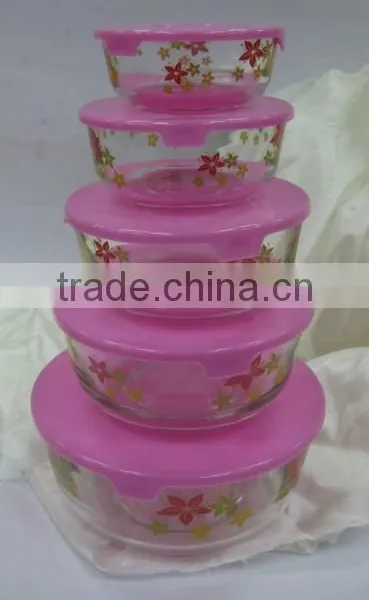 GH053 5pcs Glass Bowl Set With Deco photo-2