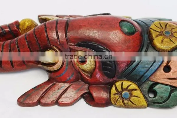Hand Crafted Wooden Mask of Hindu Lord Ganesh Wall Hanging Made In Nepal photo-3