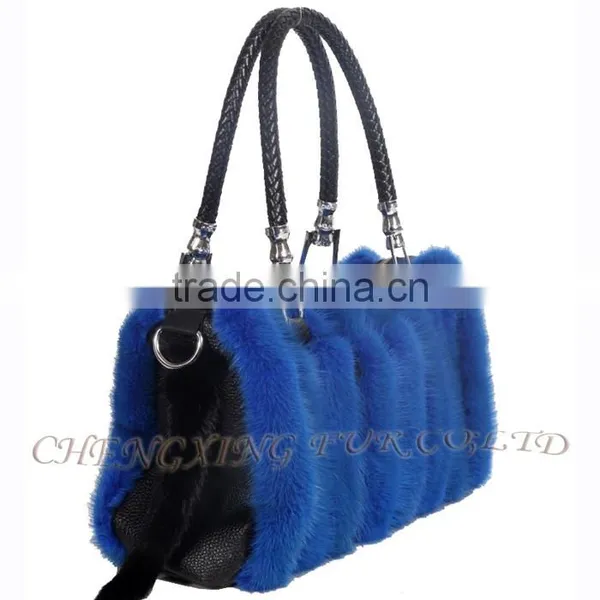 CX-H-57B New Fashion Women Hand Bags Printed Mink Fur Satchel photo-2