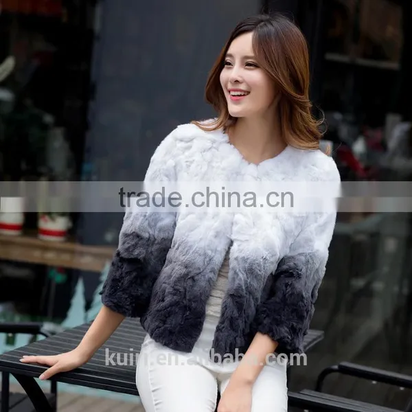 2016 New Arrive Fashion Women Rex Rabbit Fur Coats Short Casual Slim Full Pelt Autumn Winter Jacket Real Rabbit Fur Jackets photo-4