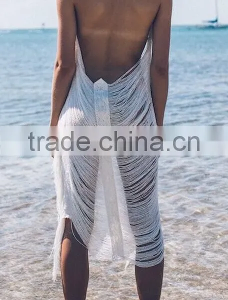 EY1921B Women's White Crocheted Long Cardigan Hollow Out Long Blouse Thin Coat for Beach Casual Wear photo-3