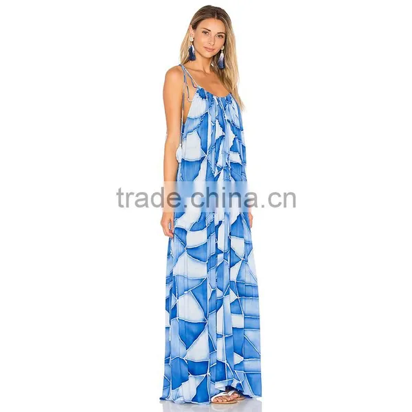 Custom Print Bohemian Dress Plus Size Flowing One Piece Maxi Dress photo-2