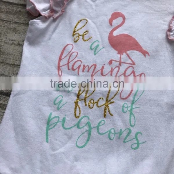 New Girls Outfit be a Flamingo Floral Coral Mint Kids Boutique Shorts Sets Ruffles Cotton Clothing Match With Accessories photo-2