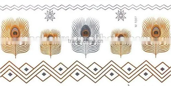 2015 Hot Sale Gold and Silver Feathers Tattoo Stickers photo-6