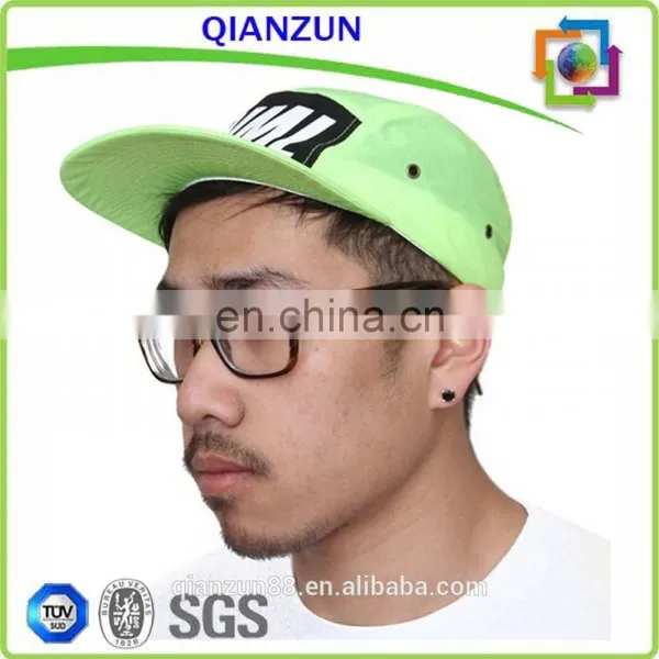 100% Lightweight Cotton 5 Panel Hat Neon Green Nylon Waterproof Hat With Elastic Band photo-4