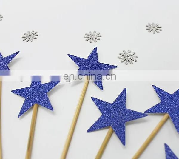 Blue Glitter Stars Cupcake Topper Birthday Party Cake Decorations photo-4