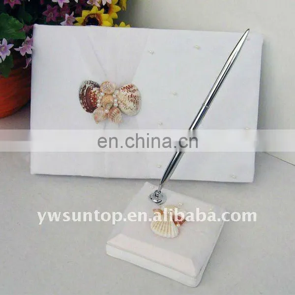 Seaside Theme White Guest Book and Pen Set Wedding Accessories
