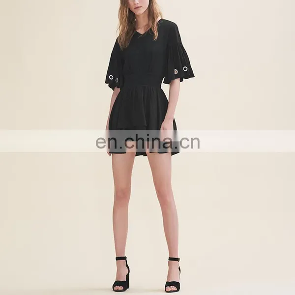 Apparel Metal Eyelets Girls Casual New Model Woman Black Dress