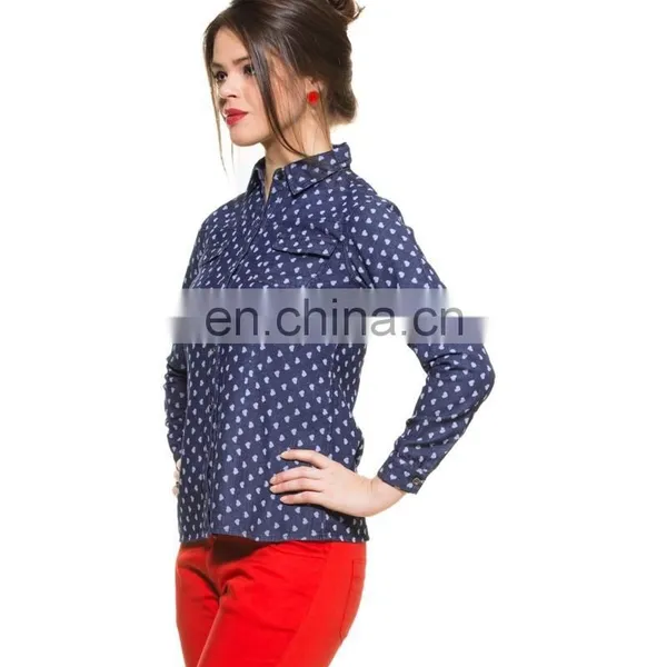 Ladies Summer Fashion Tops INDIGO DENIM FULL SLEEVED SHIRT photo-5