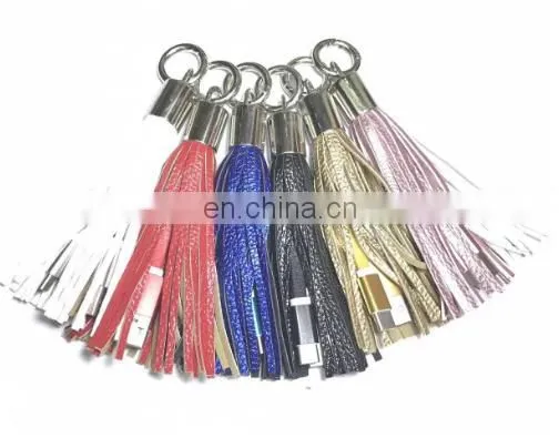 Cheap Wholesale Leather Tassels Keychain With USB Wire photo-2