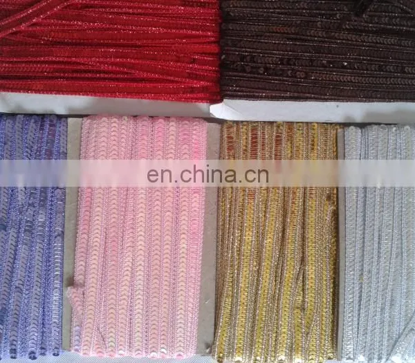 Wholesale 1CM Wide Gold Bling Beaded Sequins Lace Trim for Lady Dress photo-3