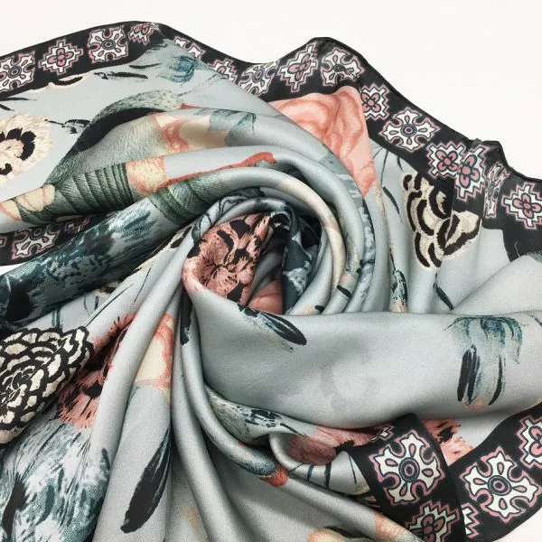 Custom Logo Design Digital Printing On Silk Scarf photo-5