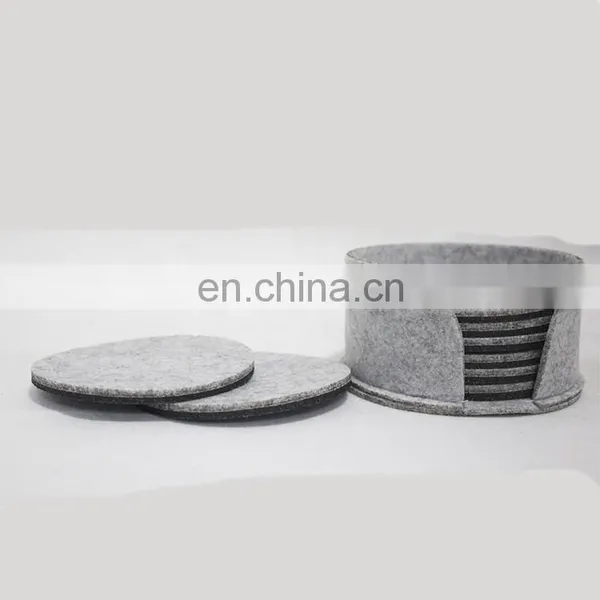 Laser Cut Round Felt Drink Coaster With Printed Logo Cup Coasters Set With Holder photo-7