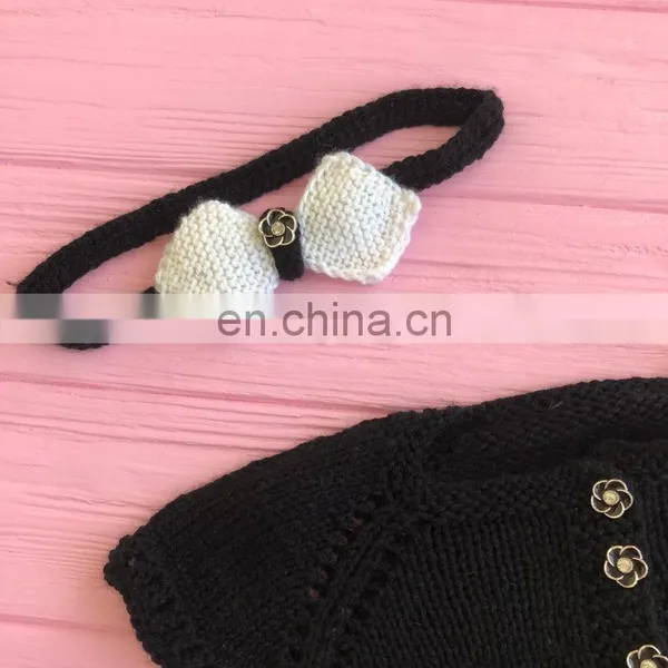 Infants & Toddler Autumn Winter Sweater Short Sleeve Solid Color Baby Girls Knit Dress Romper photo-3