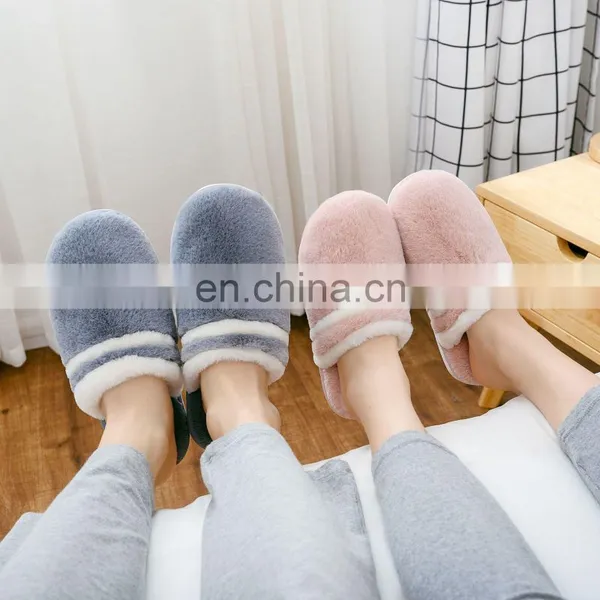 Women's Fuzzy Fluffy Furry Fur House Memory Foam Sandals Stripe Slipper photo-3