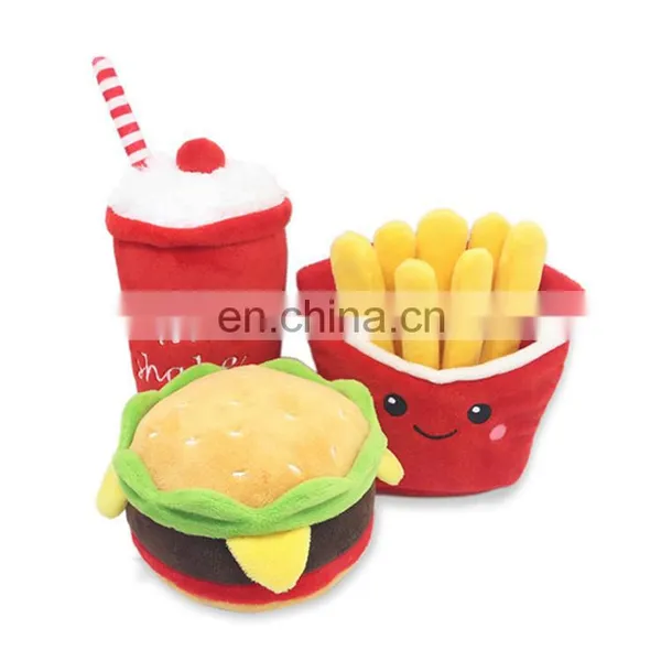 Soft Pet Squeak Chips Stuffed Plush Hamburger Dog Toy photo-2