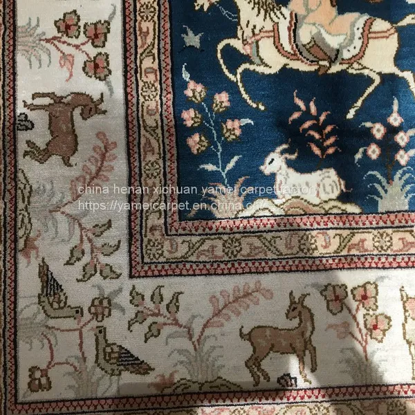 Yamei Lagend Hunting Scenery Handmade Silk Persian Rug and Tapestry for Sale photo-3