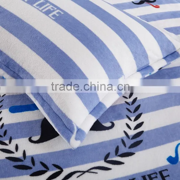Hot Sale Home Use Cheap Stripe Print Cartoon Flannel Warm Thick Duvet Cover Sets photo-4